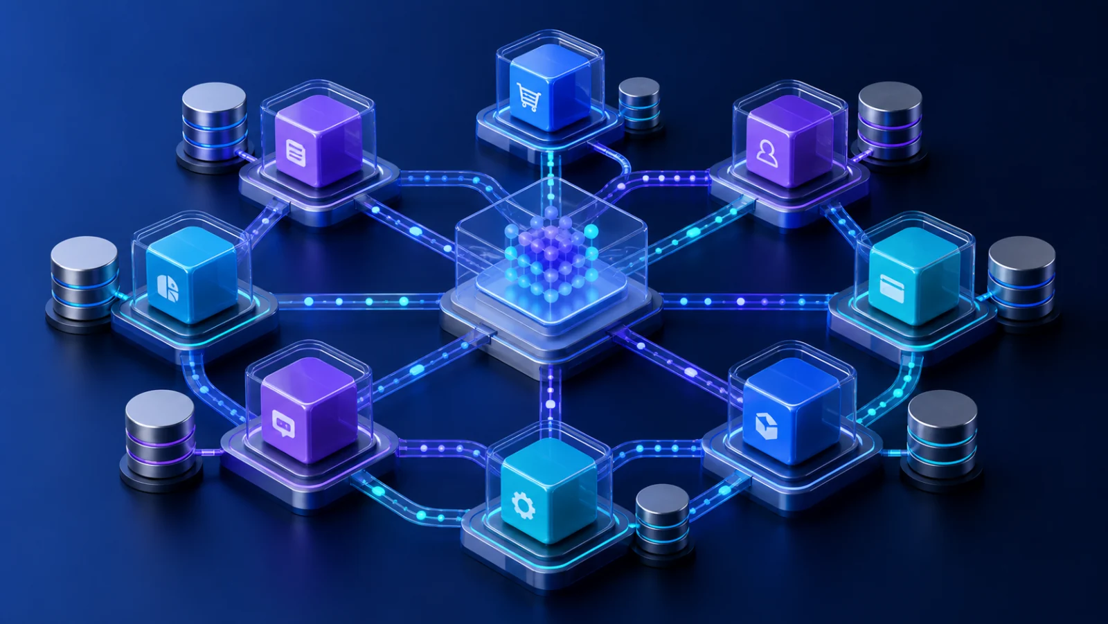 Independent microservices communicating through APIs in a resilient distributed system